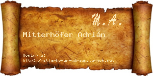 Mitterhöfer Adrián névjegykártya